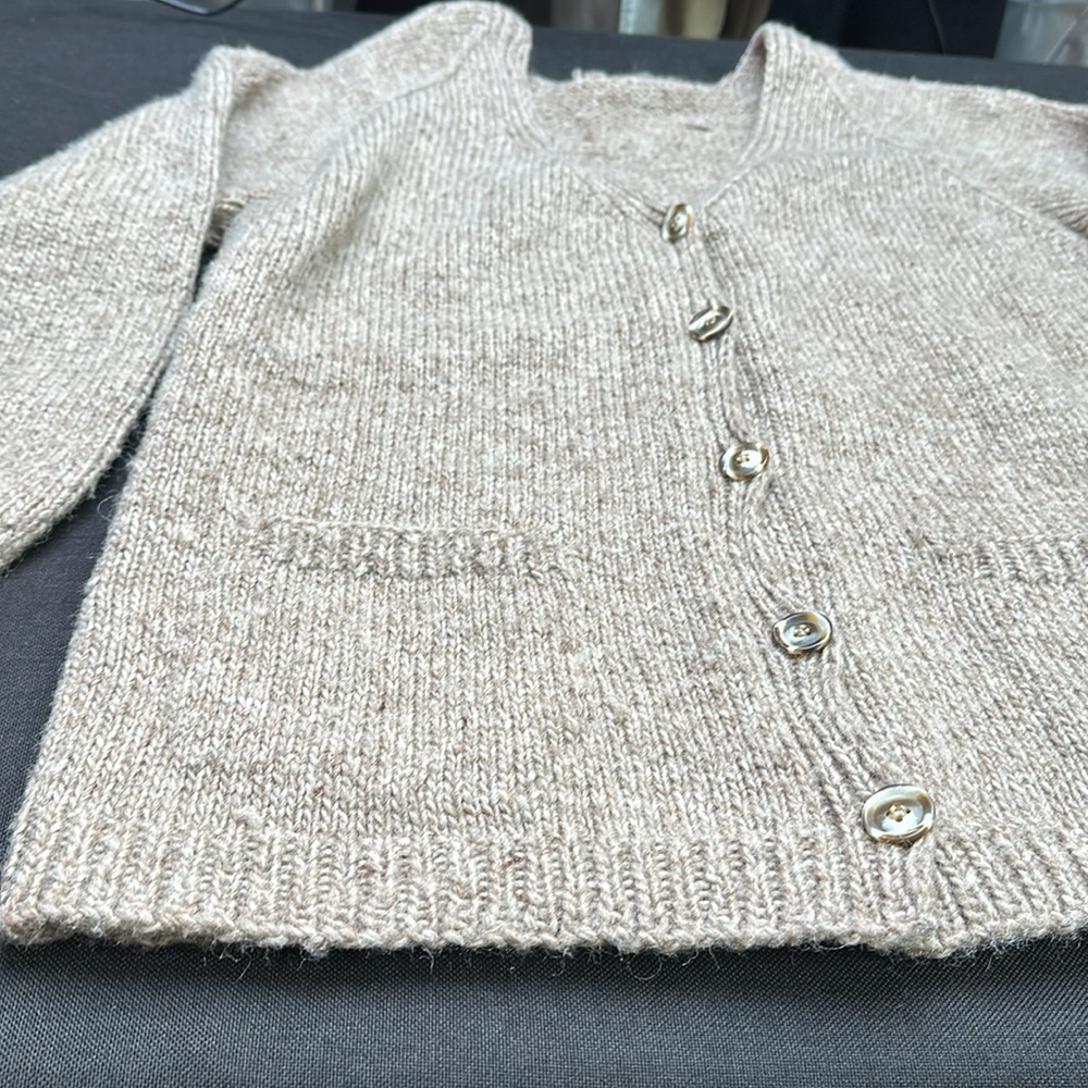 100% wool hand knit soft v neck cardigan